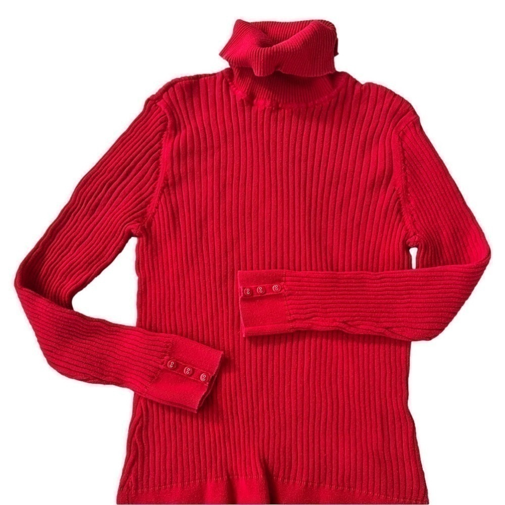 Croft & Barrow Bright Red Long Sleeve Turtle Neck Cotton Sweater Size XXL